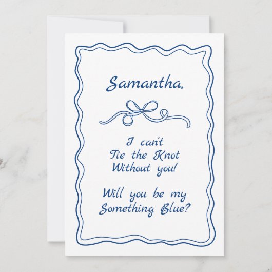 何か青いクルーが花嫁の提案に頭を下げる 招待状 (正面)