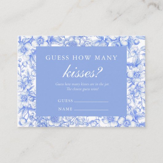 何か青いゲームをするキスの数を推測する エンクロージャーカード (正面)