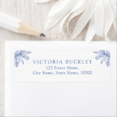 何か青いシンプル植物学差出人住所 ラベル (インサイチュ)