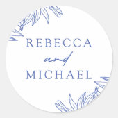 何か青いシンプル植物学 ラウンドシール (正面)