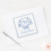 何か青いシール スクエアシール (封筒)