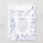 何か青いビクトリアンフローラブライダルシャワー 招待状 (正面)
