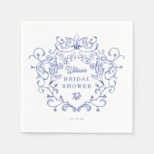 何か青いビクトリアンブライダルシャワー スタンダードカクテルナプキン (正面)