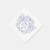 何か青いビクトリアンブライダルシャワー スタンダードカクテルナプキン (角)