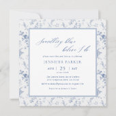 何か青いビクトリアンブライダルシャワー 招待状 (正面)