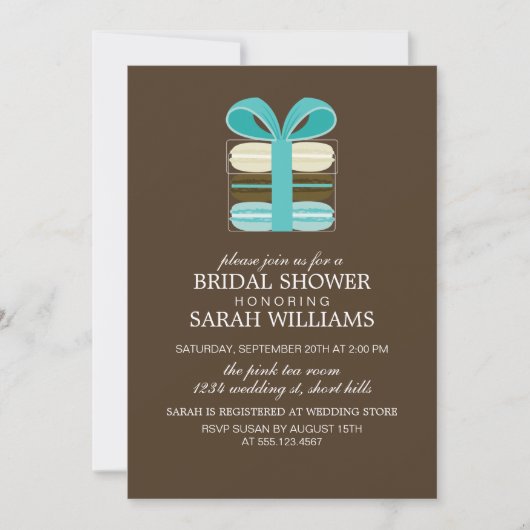 何か青いフランスのマカロン 招待状 (正面)