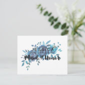 何か青いフローラが私のメイド・オブ・オーナー(花嫁付き添い人) 招待状 (スタンド正面)