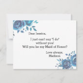 何か青いフローラが私のメイド・オブ・オーナー(花嫁付き添い人) 招待状 (裏面)