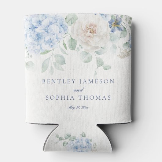 何か青いフローラアジサイ結婚ズ 缶クーラー (裏面)