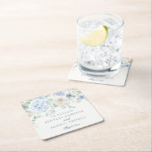 何か青いフローラアジサイ結婚デコール スクエアペーパーコースター (インサイチュ)