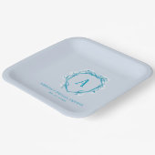 何か青いフローラクレストモノグラムブライダルシャワー ペーパープレート (傾斜あり)