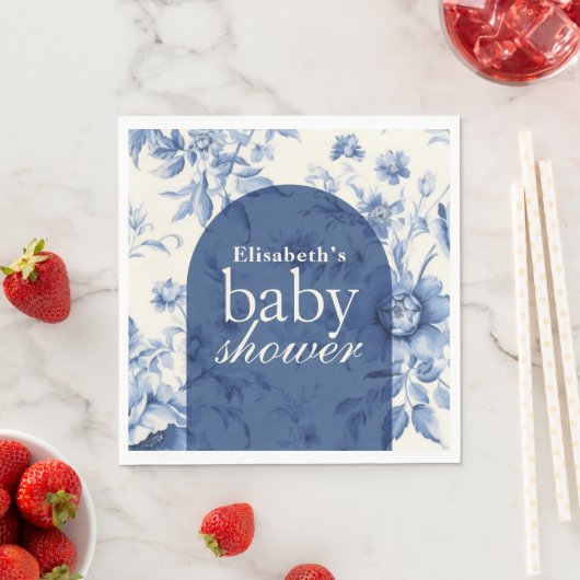 何か青いフローラフランスのトイル赤ちゃんシャワー スタンダードランチョンナプキン (インサイチュ)