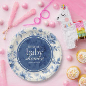 何か青いフローラフランスのトイル赤ちゃんシャワー ペーパープレート (パーティー)