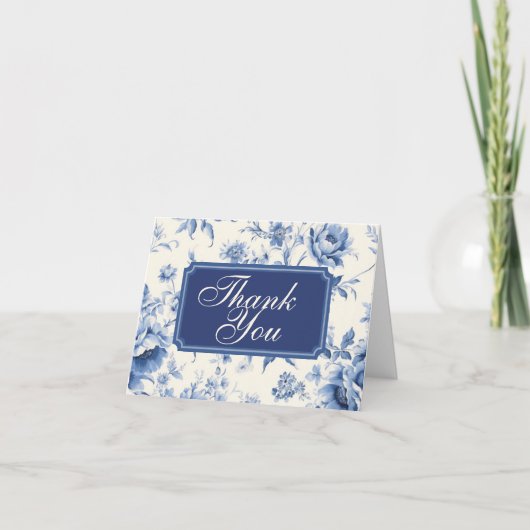 何か青いフローラフランスのトイレシノワリー サンキューカード (正面)