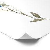 何か青いフローラブライダルシャワーウェルカムサイン ポスター (角)