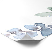 何か青いフローラブライダルシャワーウェルカムサイン ポスター (角)