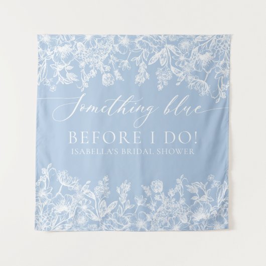 何か青いフローラブライダルシャワー写真の背景 タペストリー (正面)