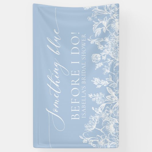 何か青いフローラブライダルシャワー写真の背景 横断幕 (縦)