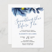 何か青いフローラブライダルシャワー招待 (正面/裏面)