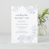 何か青いフローラブライダルシャワー招待 招待状 (スタンド正面)