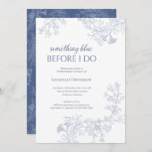 何か青いフローラブライダルシャワー招待 招待状 (正面/裏面)