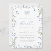 何か青いフローラブライダルシャワー招待 招待状 (正面)