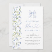 何か青いフローラブライダルシャワー招待 招待状 (正面)
