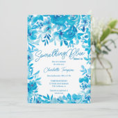 何か青いフローラ水色ブライダルシャワー 招待状 (スタンド正面)