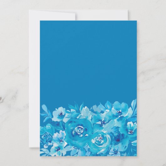 何か青いフローラ水色ブライダルシャワー 招待状 (裏面)