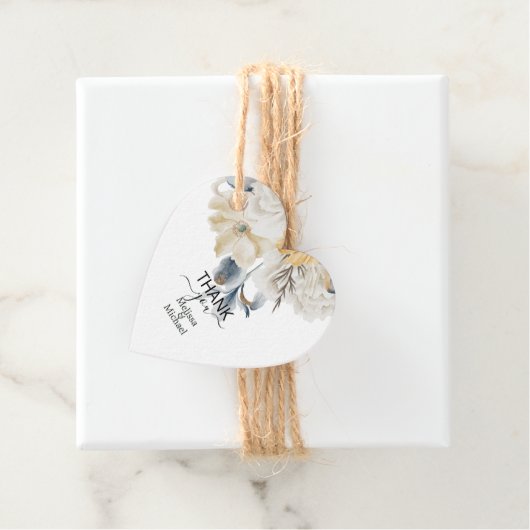 何か青いフローラ結婚式の引き出物ラベル フェイバータグ (インサイチュ)