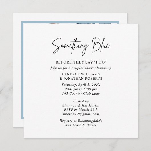 何か青いブライダルカップルのシャワー招待状 招待状 (正面/裏面)