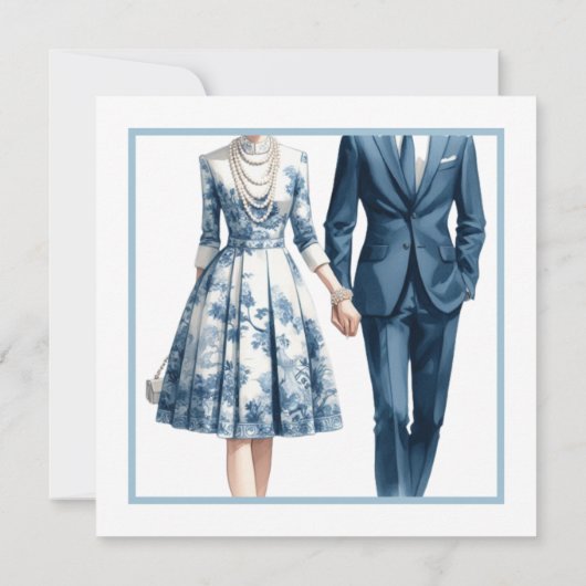 何か青いブライダルカップルのシャワー招待状 招待状 (裏面)