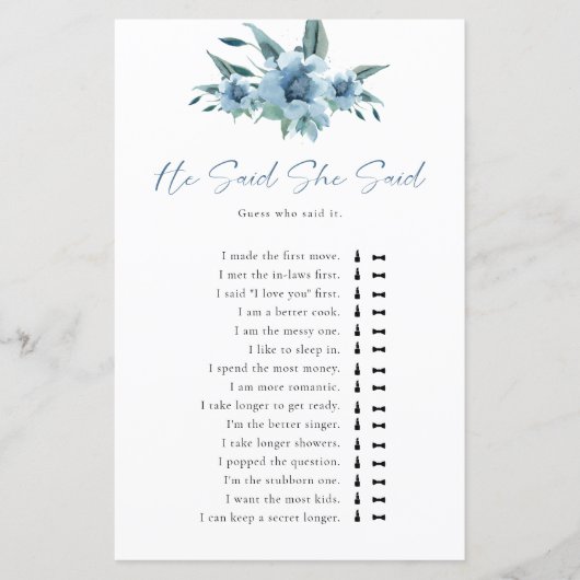 何か青いブライダルシャワーが言った (正面)