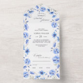 何か青いブライダルシャワーと涙の遠くにレシピ オールインワン招待状 (内側)