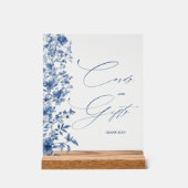 何か青いブライダルシャワーのカードとギフト アクリルサイン (正面)