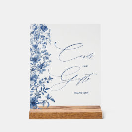 何か青いブライダルシャワーのカードとギフト アクリルサイン