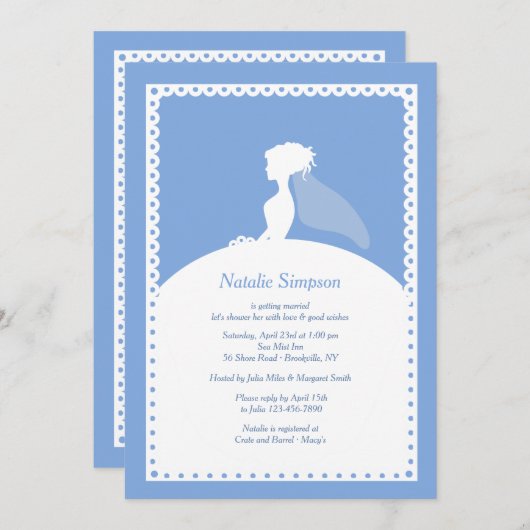 何か青いブライダルシャワーの招待状 招待状 (正面/裏面)