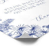 何か青いブライダルシャワーの花のバーのサイン ポスター (角)