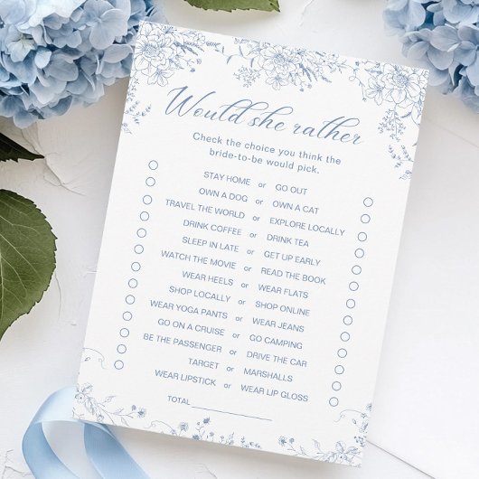 何か青いブライダルシャワーは彼女はむしろカードだろう 招待状