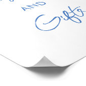 何か青いブライダルシャワーカードとギフトのサイン ポスター (角)