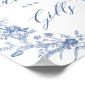 何か青いブライダルシャワーカードとギフトのサイン ポスター (角)