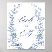 何か青いブライダルシャワーカードとギフトのサイン ポスター (正面)