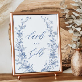 何か青いブライダルシャワーカードとギフトのサイン ポスター