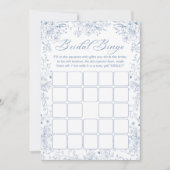 何か青いブライダルシャワービンゴゲームカード 招待状 (正面)