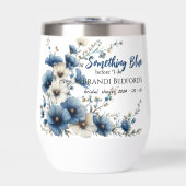 何か青いブライダルシャワーワインタンブラー (正面)