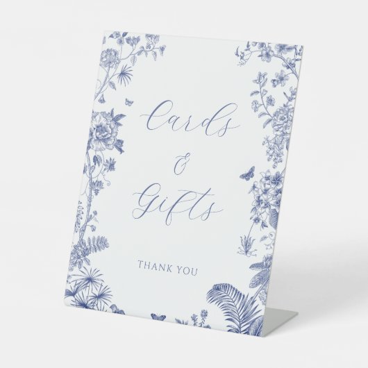 何か青いブライダルシャワー台座のサイン 台座サイン (正面)