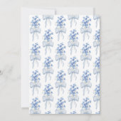 何か青いブライダルシャワー| ほこりっぽい青いリボン 招待状 (裏面)