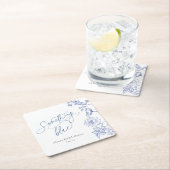何か青いブライダルシャワー スクエアペーパーコースター (インサイチュ)