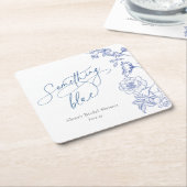 何か青いブライダルシャワー スクエアペーパーコースター (アングル)