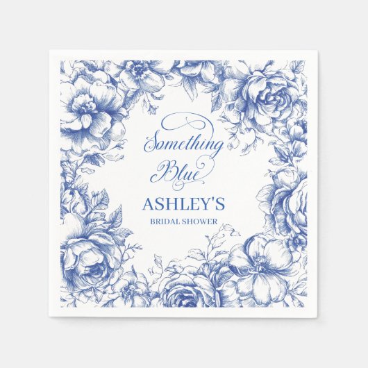 何か青いブライダルシャワー スタンダードカクテルナプキン (正面)